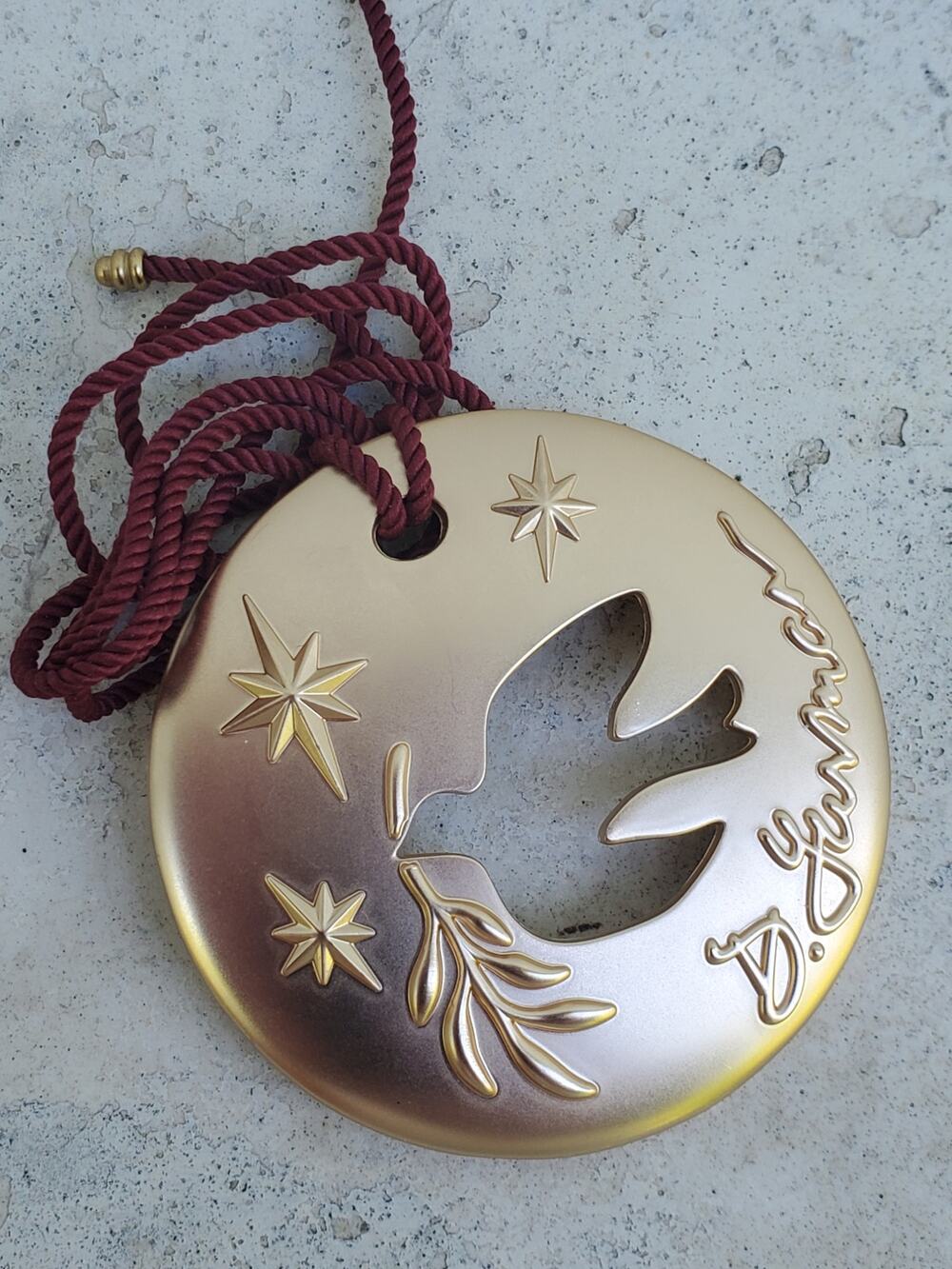David Yurman Gold Tone Christmas Dove Ornament 2023 Collectibles